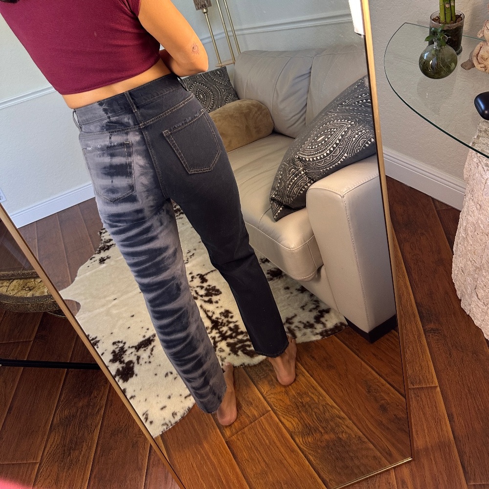 PACSUN - FUN Jeans! Button fly, half tie dye half dark wash. 27 fits TTS